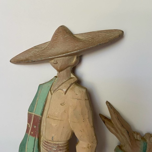 Southwest Donkey & Man Sexton Cast Iron Metal Leather Art Wall Decor Burro 1970 - Picture 3 of 12